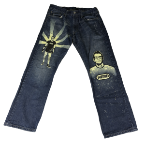 Levi's 514 jeans with applied graphics — front