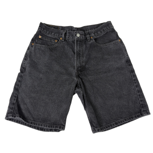 Levi's 550 black denim shorts — front